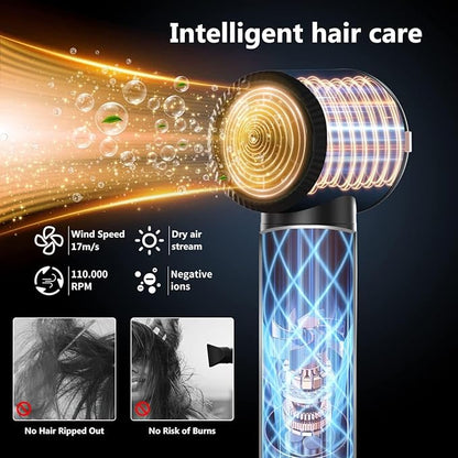 7 in ONE Hair Dryer Brush, Powerful Blow Dryer Brush with Auto- Wrap Curler, Detachable Fast Drying, Volumizing, Curling, Straightening, Ionic Hair Dryer with Diffuser, Hair Styling Tools Storage Case