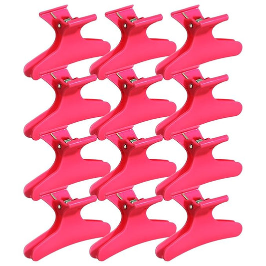 Ondder Light Red Butterfly Hair Clips for Styling Sectioning Pro Salon Butterfly Plastic Claw Clips Hair Styling Clip Barber Clips for Cutting, Coloring Hair, Hair Accessories for Women Girls