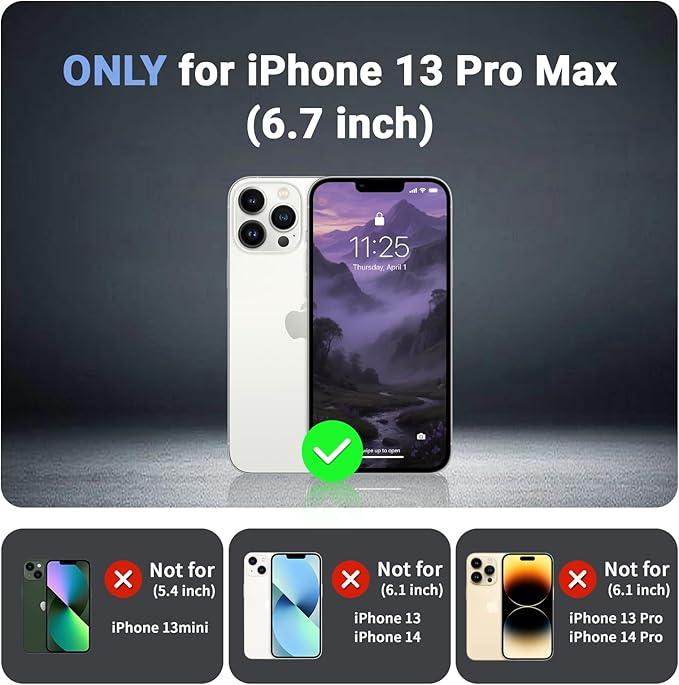 for iPhone 13 Pro Max case, with [Compatible with MagSafe][Military Grade Drop Protection][Heavy Duty Protection][Non-Slip][Shockproof] with 2-Layer Durable Bumper Phone Case 6.7''-Dark Purple