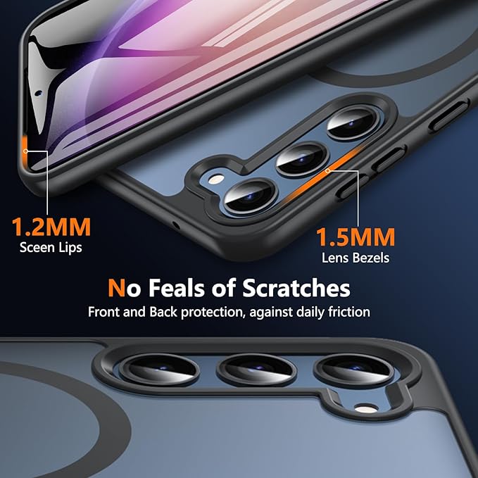OWKEY for Galaxy S23 Case 6.1'', Magnetic Samsung Galaxy S23 Case for Magsafe with Screen Protector, [Military Grade Protection] Shockproof Phone Cover S23 Case Protective Case for Samsung S23,Black