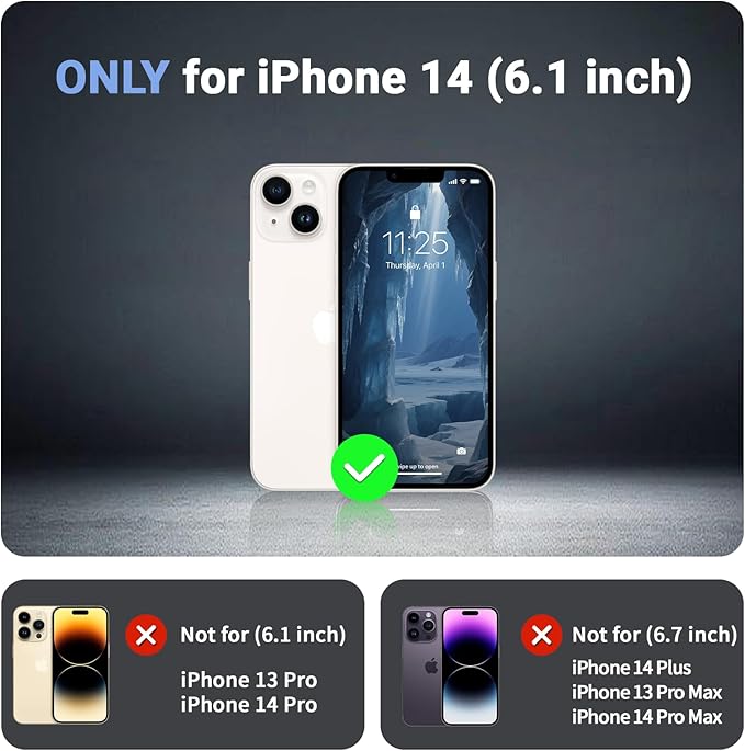 for iPhone 14 case, with [Compatible with MagSafe][Military Grade Drop Protection][Heavy Duty Protection][Non-Slip][Shockproof] with 2-Layer Durable Bumper Phone Case 6.1''-Deep Blue