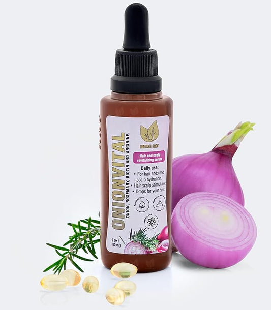 Onionvital Hair Serum with Onion, Rosemary, Biotin & Arginine – Hydrating Serum for Scalp & Hair Care, 60ml