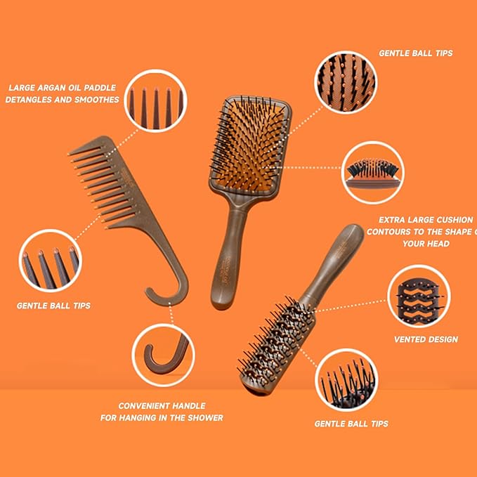 Coconut Oil Infused Vent Brush with Bristles for Blow-drying, Styling, Curling, and Straightening - Suitable for All Hair Types