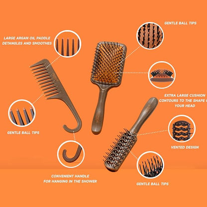 Coconut Oil Infused Vent Brush with Bristles for Blow-drying, Styling, Curling, and Straightening - Suitable for All Hair Types