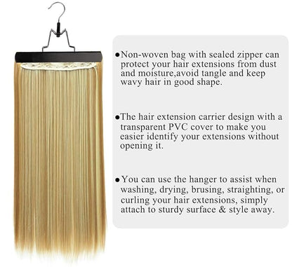 10 Pack Hair Extension Storage Bag Hair Extension Hanger Strong Holder Dust-proof Portable Suit with Transparent Zip Up Closure- Lightweight, Waterproof and Portable (Black)