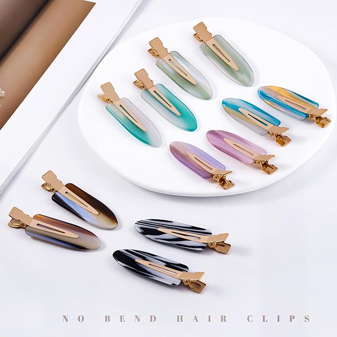 No Crease Creaseless No Bend Hair Clips For Styling Non Slip Flat Clips For Makeup Hair Accessories For Women,Mix Color,12 PCS