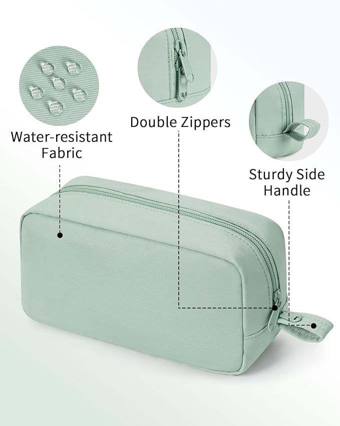 Narwey Cute Makeup Bag Small Toiletry Bag Travel Cosmetic Bag Organizer Make Up Bags with Organized Pockets for Women (Mint Green, Large)