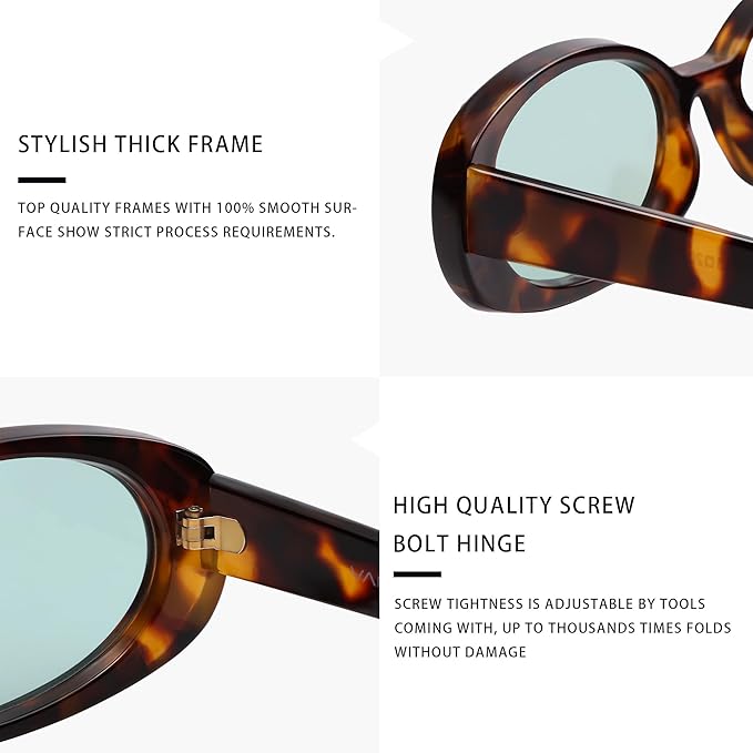 VANLINKER Polarized Retro Oval Sunglasses for Women and Men Small 90s Style VL9580