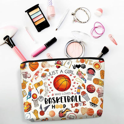 4PCS Basketball Gifts Cosmetic Bag Toiletry Bag Birthday Graduation Makeup Bags for Women Basketball Gifts for Girls Women Girlfriend Basketballs Lover Fan