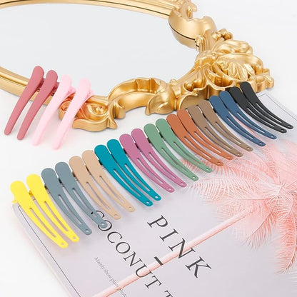 24 PCS Colorful Hair Clips - 3.1 Inch Matte Alligator Barrettes, No Crease Duck Billed Clips, YISSION Hair Accessories for Women Girls