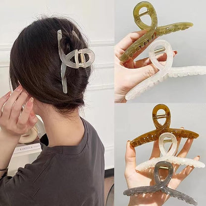 Jelly Claw Clips for Women Girls, 5 Inch Hair Styling Accessories for Long Thick Hair, Jumbo, Extra-large, Oversized (Jade green Crossover)