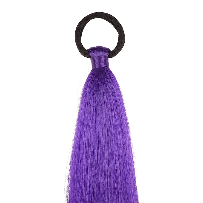 2 Pack Purple Ponytail Extension with Elastic Tie Straight Sleek Wrap Around Braid Ponytail 26 Inch (Purple#)