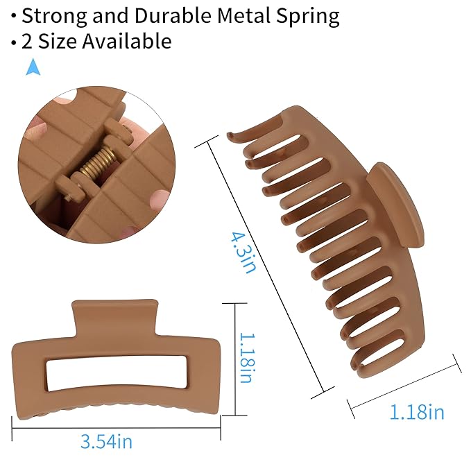 79Style Hair Clips for Women, 6pcs Claws Clips for Thick Hair, Banana Clips for Hair 3.5 Inch, Big Hair Clip, Medium Large Plastic Hair Clip for Girls, Multiple Colors - Brown