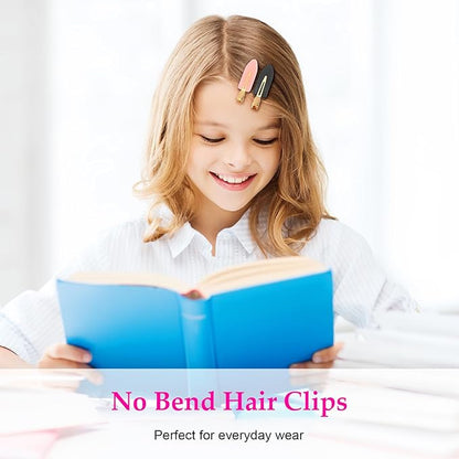 D 6 Pcs No bend Hair Clips No Crease Hair Clip Makeup Clips for Women and Girls Flat Hair Clips for Hairstyling Salon Golden Handle