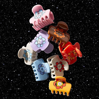 Kitsch BT21 Recycled Plastic Puffy Medium Hair Clips for Women, Medium Claw Clips for Thin Hair, Claw Hair Clips for Short Hair for Women