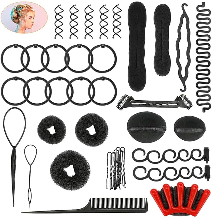 40 Pcs DIY Hair Braiding and Modelling Tool Kit - Number-one Fashion Accessories with Spiral Hair Styling Tools for Girls and Women
