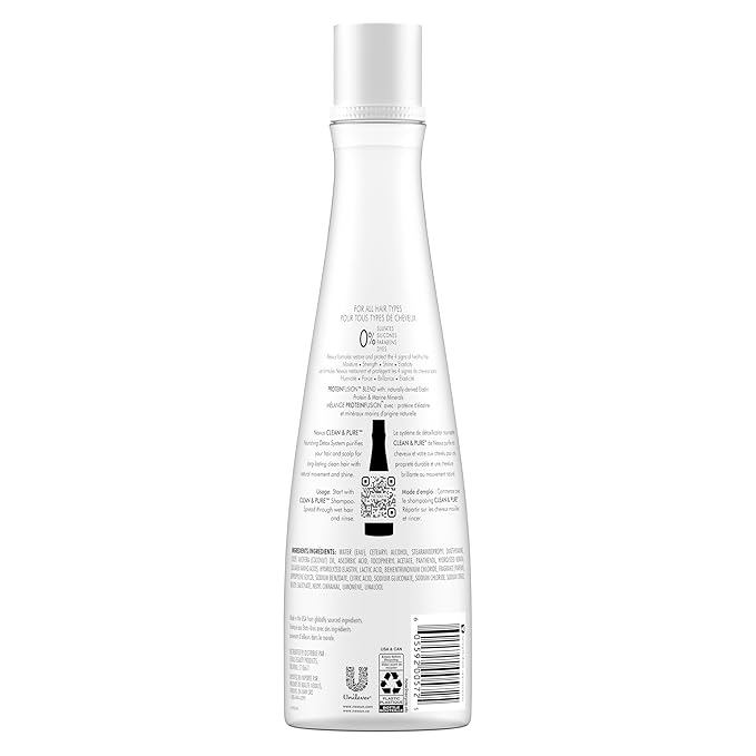 Nexxus Clean and Pure Conditioner With ProteinFusion, Nourished Hair Care, Silicone, Dye, and Paraben Free 13.5 oz