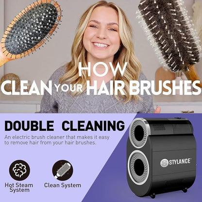 Automatic Hair Brush Cleaning Tool Comb Cleaning Brush Fast Electric Round Brush Cleaner Machine Portable Professional Cleans Brushes- Remover for Removing Hair Dust Home and Salon Use