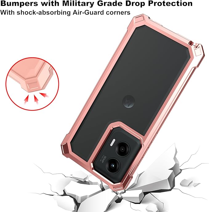 Ailiber for Motorola G Stylus 5G 2024 Case with Screen Protector, Dual Layer Shockproof Bumper, Clear Transparent [Anti Yellowing], Scratch-Resistant Cover for Moto G Stylus 2024-Rose Gold