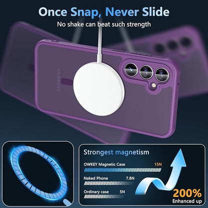 For Samsung Galaxy S23 FE Case 6.4'',Magnetic Galaxy S23 FE Case for Magsafe with Screen Protector [Military-Grade Protection]Shockproof Phone Case Samsung S23 FE Slim Protective Case S23 FE 5G,Purple