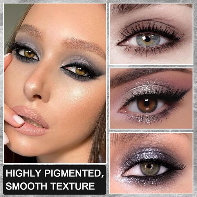 42 Colors Smokey Eye Shadow Makeup Palette,Nude White Black Grey Brown Matte Shimmer High Pigment Neutral Natural Eyeshadow,Waterproof,Blendable Long Lasting Naturing-Looking,Vegan & Cruelty-Free