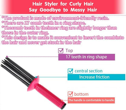 17 Teeth Curl Defining Brush, Professional Hair Styler Tool for Curly Hair, Salon and Home (2Pcs)