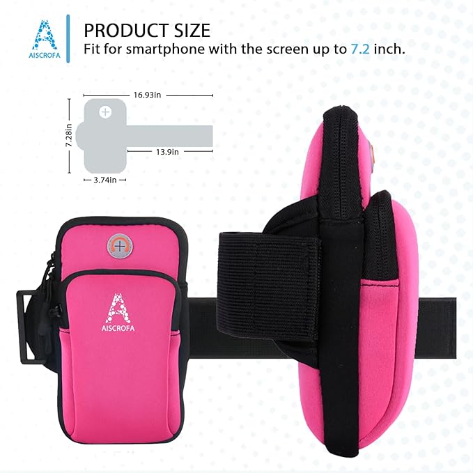 Sports Armband, Running Gym Universal Smartphone Arm Bag with Earphone Hole Multifunctional Pockets foriPhone 15, 14, 13, 12, 11 Pro Max, Xs, Xr, X, 8 Plus, SE, Galaxy S22 Ultra and More
