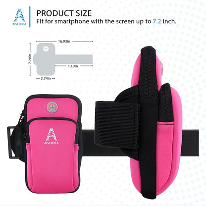 Sports Armband, Running Gym Universal Smartphone Arm Bag with Earphone Hole Multifunctional Pockets foriPhone 15, 14, 13, 12, 11 Pro Max, Xs, Xr, X, 8 Plus, SE, Galaxy S22 Ultra and More