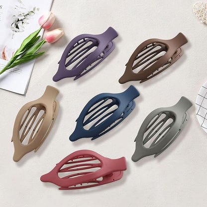 French Flat Hair Clips for Women - 6Pcs Flat Hair Claws for Thin Thick Hair Strong Hold No Slip Grip Hair Claw Clips for Women Girls (Matte Dark color(L:4.6 IN, W:1.97IN))