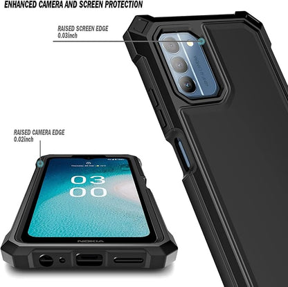 NZND Compatible with Nokia G100 Case (N150DL) /Nokia C300 (N155DL) with [Built-in Screen Protector], Full-Body Protective Shockproof Rugged Bumper Cover, Impact Resist Phone Case (Black)