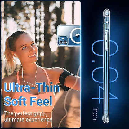 for iPhone 11 Case [Compatible with MagSafe] Clear Non-Yellowing Slim Shockproof Anti-Fingerprint Anti-Scratch Protective Cover for 6.1'' Clear