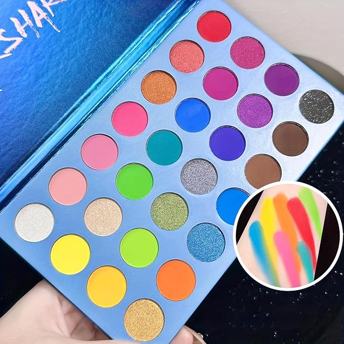 Highly Pigmented Eye Makeup Palette, Matte Shimmer Metallic Eyeshadow Pallet Long Lasting Blendable Natural Colors Make Up Eye Shadows Cosmetics
