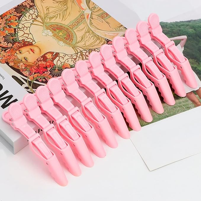 12Pcs Pink Hair Clips for Styling Sectioning, Alligator Hair Clips for Hair Salon, Hair Accessories for Women