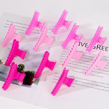 Ondder Pink Butterfly Hair Claw Clips for Styling and Sectioning - Makeup Hair Clamp Clips for Women and Girls