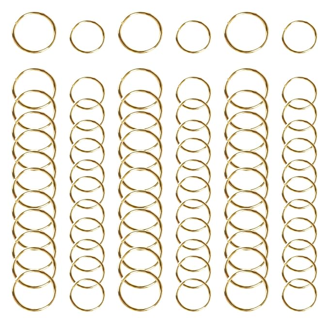 Nydotd 180 Pieces Hair Rings and Loop Clips, Women's Fashion Hip-Hop DIY Hair Accessories for Braids, Dreadlocks (12mm+14mm, KC Gold)