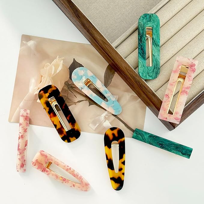 12 Pieces Acrylic Resin Marble Hair Clips Set, Decorative Pearls Hair Barrettes Sweet Decorative Bobby Pins Hairpin Headwear Hair Accessories Headwear for Women and Girls…