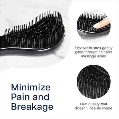 Crave Naturals Biggie Glide Thru Hair Brush - Detangler Brush for Curly, Straight, Wet or Dry Hair - Gentle Detangling Brushes for Adults, Kids, Toddlers - Hair Accessories for Women, 8.4x3.4" - Black
