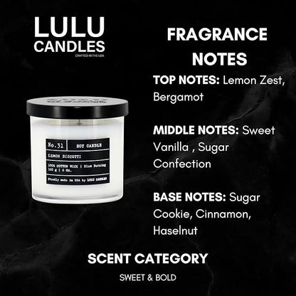 Lulu Candles | Lemon Biscotti | Luxury Scented Soy Jar Candle | Hand Poured in The USA | Highly Scented & Long Lasting (6 Oz.)