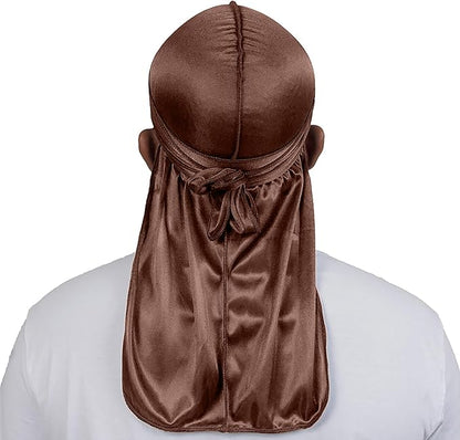 4PCS Silky Durags for Men Women 360 Waves with 1 Wave Cap, Silky Satin Durag Extra Long Tails