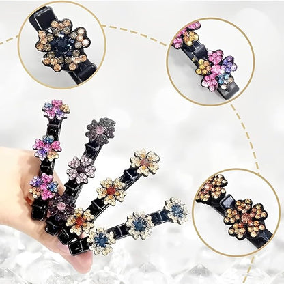 4Pcs Sparkling Crystal Stone Braided Hair Clips Women Hair Accessories for Styling Sectioning,Braided Hair Clips for Women for Quick Change of Look Styling