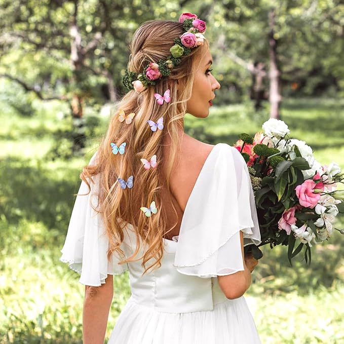 20Pcs Butterfly Hair Clips for Women Moving Glitter Butterfly Clip Fairy Accessories Light