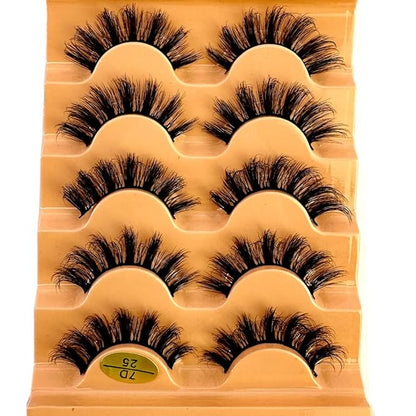 HBZGTLAD Cat eye Eyelashes 3D Natural False Lashes D Curl Fluffy Soft Cross 5 pairs Manga Lashes Wispy Natural Eyelash Extension Makeup (7D-25)