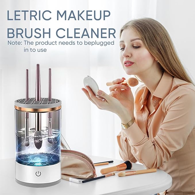 Makeup Brush Cleaner Machine, Upgraded Portable Electric Makeup Brush Cleaner Machine, Automatic Cosmetic Brush Cleaner for Quick & Efficient Cleaning, Suitable for All Brush Sizes(Midnight)