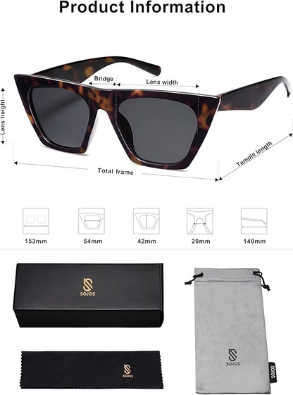 SOJOS Trendy Oversized Square Cateye Polarized Sunglasses Womens Big Frame Shades SJ2115
