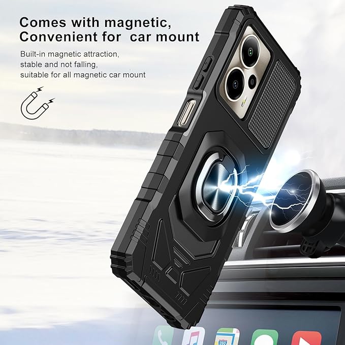 for Cricket Outlast 5G 2024 Case/AT&T Motivate Pro 5G Case with Screen Protector,Dual Layer Military Grade Protection with Ring Stand Phone Case for Cricket Outlast 5G/ATT Motivate Pro 5G Black