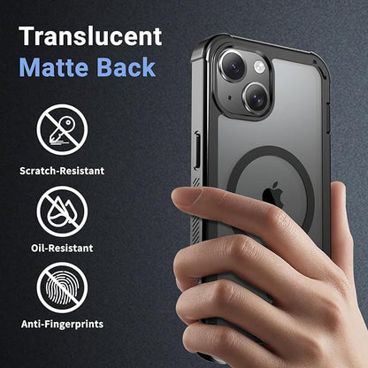 for iPhone 15 case, [Compatible with MagSafe][Military Grade Drop Protection][Heavy Duty Protection][Non-Slip][Shockproof] with 2-Layer Durable Bumper Phone Case 6.1''-Black