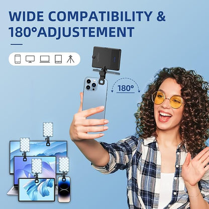 Selfie Light for iPhone,60 LED Phone Light with Clip,3 Light Modes,3000mAh Rechargeable Battery,Portable Video Fill Light for iPhone/Phone/Ipad,Laptop,Photo,Video Recording,Conference,Selfie,TikTok