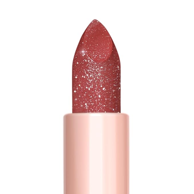 Oulac Shimmer Lipstick for Women, Infinity High Shine Finish, Hydrating Lip Color Infused with Damask Rose Oil for All-Day Comfort, Gluten-Free Vegan Beauty, D04 Brunt Rose