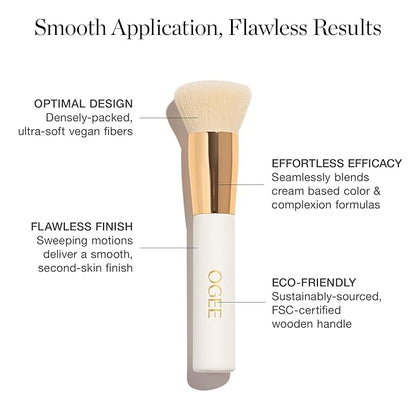 Ogee Blender Brush - Professional Quality Makeup Brush - Ultra-Soft Foundation Brush with Vegan Bristles for Flawless Makeup Application