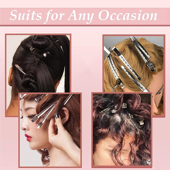 40 PCS 3.5 Inch Duck Billed Clips,Metal Alligator Curl Hair Clips with Holes for Styling, Coloring, Thick Hair Rollers, Salon Use,Alligator Clips for Women for Thick Hair & Thin Hair,Silver